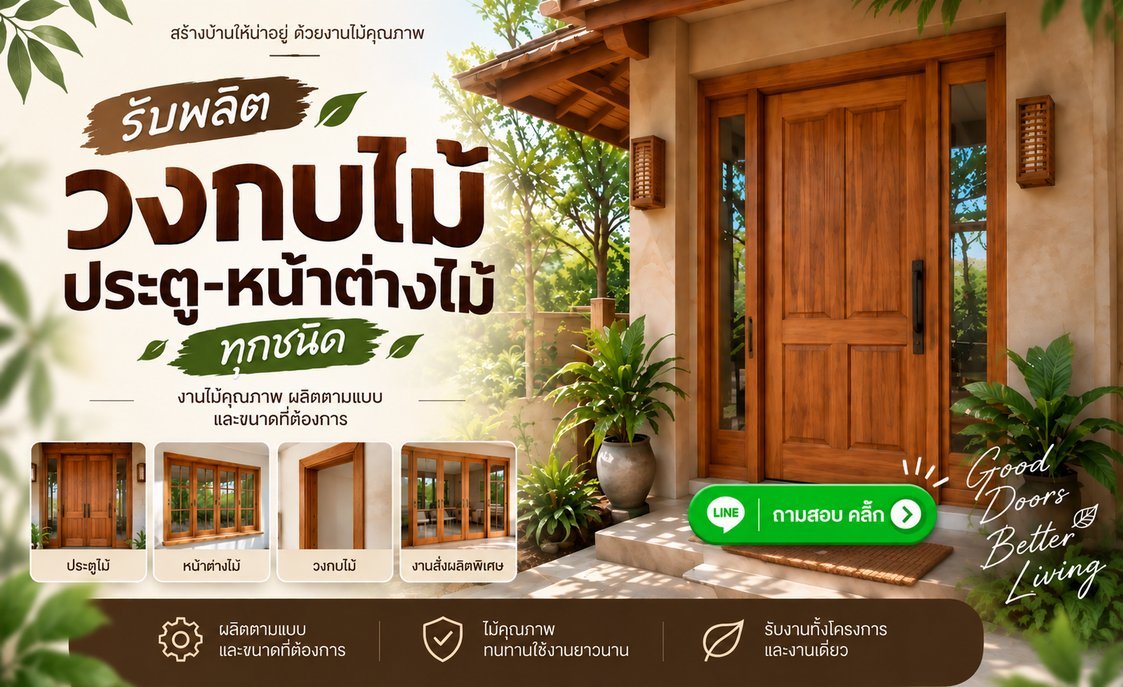 รับผลิตวงกบไม้ ประตูและหน้าต่างไม้ ขนาดมาตรฐานและขนาดพิเศษ
