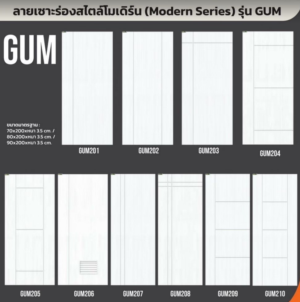 บาน UPVC แบบเรียบเซาะร่อง